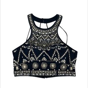 B. Darlin rhinestone beaded halter crop top size 13/14